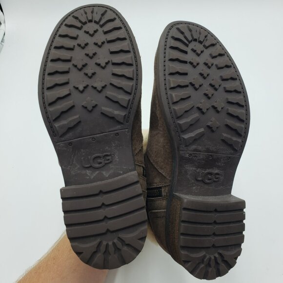 UGG Blayre II Boots 7 Womens Shearling Leather Buckle Strap Brown - Picture 8 of 12